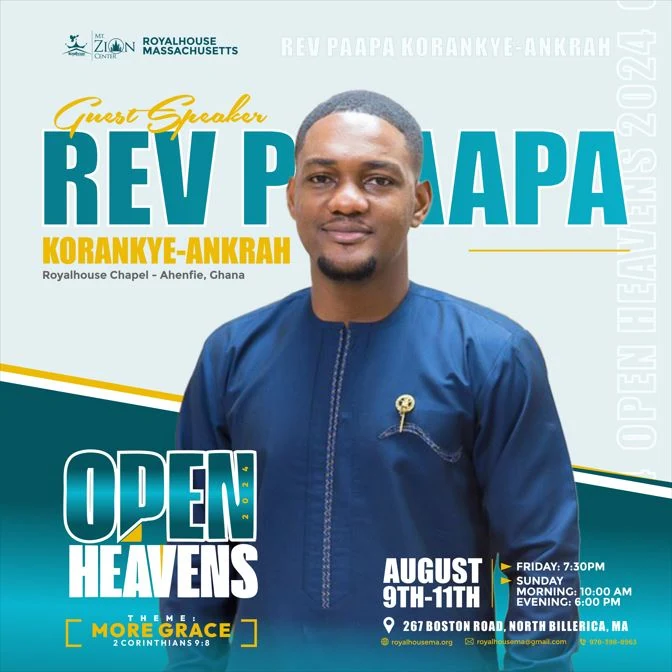 Guest speaker poster for Rev Paapa Korankye-Ankrah